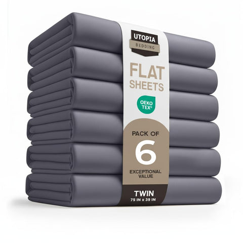Utopia Bedding flat sheet six-pack twin gray with a neat hem for a polished look