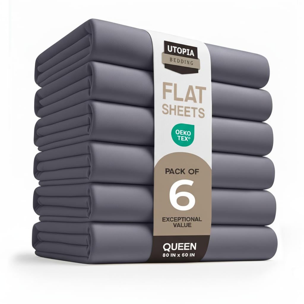 Utopia Bedding flat sheets 6-pack with 2-inch hem for an elegant, tailored look.