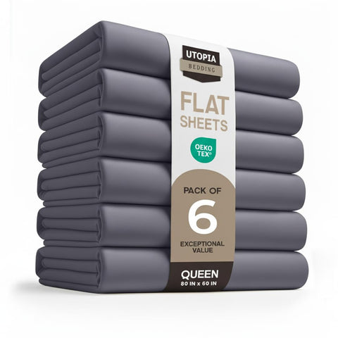 Utopia Bedding flat sheets 6-pack with 2-inch hem for an elegant, tailored look.