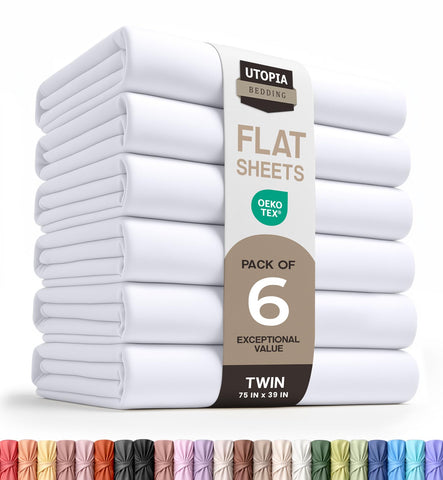 Utopia Bedding flat sheets pack twin 66x96 for coordinated and comfortable sleep.