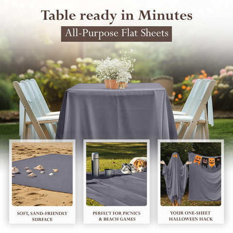 Utopia Bedding queen grey flat sheet offers versatile color to pair with existing bedding.