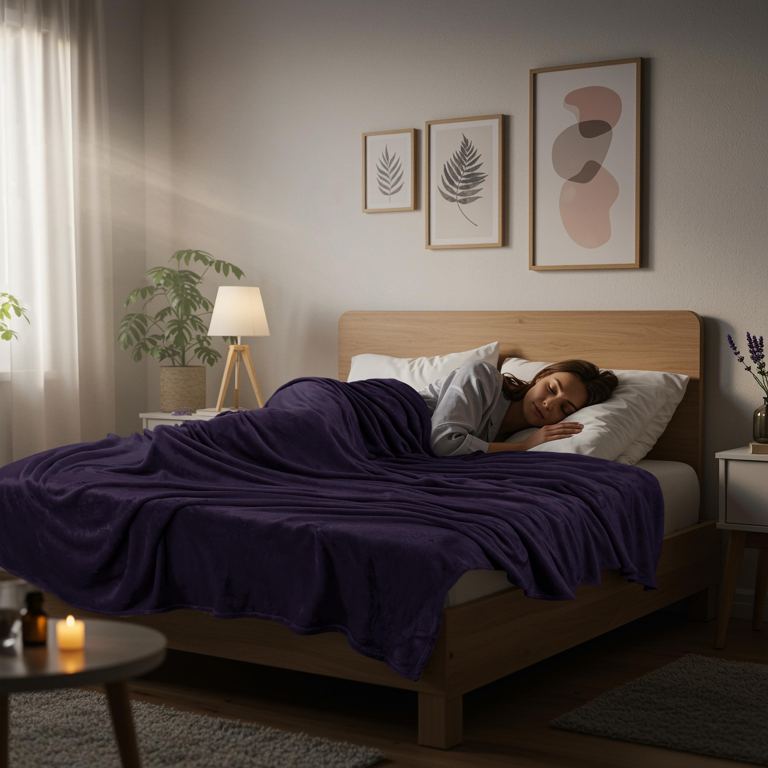 Utopia Bedding fleece blanket in air-conditioned room offering lightweight warmth