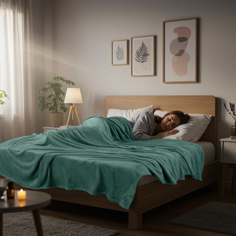 Utopia Bedding fleece blanket anti-static feature in a cozy setting.