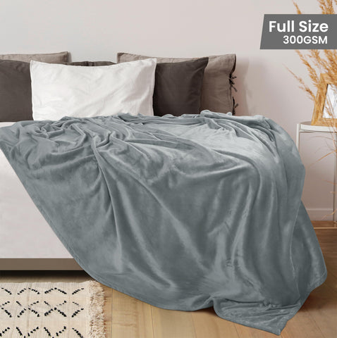 Utopia Bedding fleece blanket ash grey close-up texture highlights soft microfiber feel.