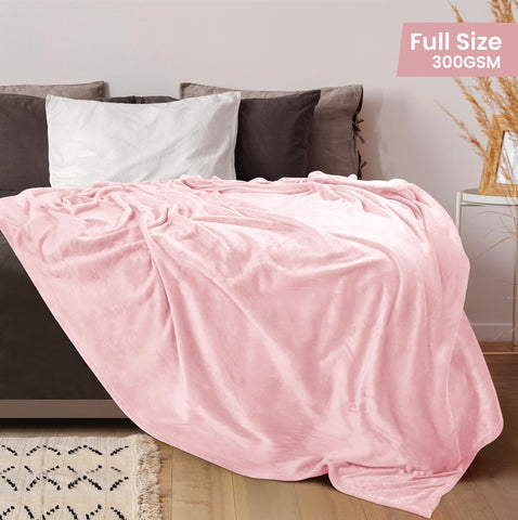 Utopia Bedding fleece blanket full-size pink on bed displaying luxurious style