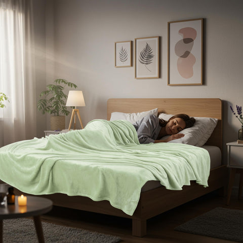 Folded Utopia Bedding fleece blanket king sage green ready for storage