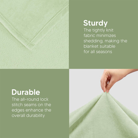 Utopia Bedding fleece blanket king sage green on a couch for cozy evenings