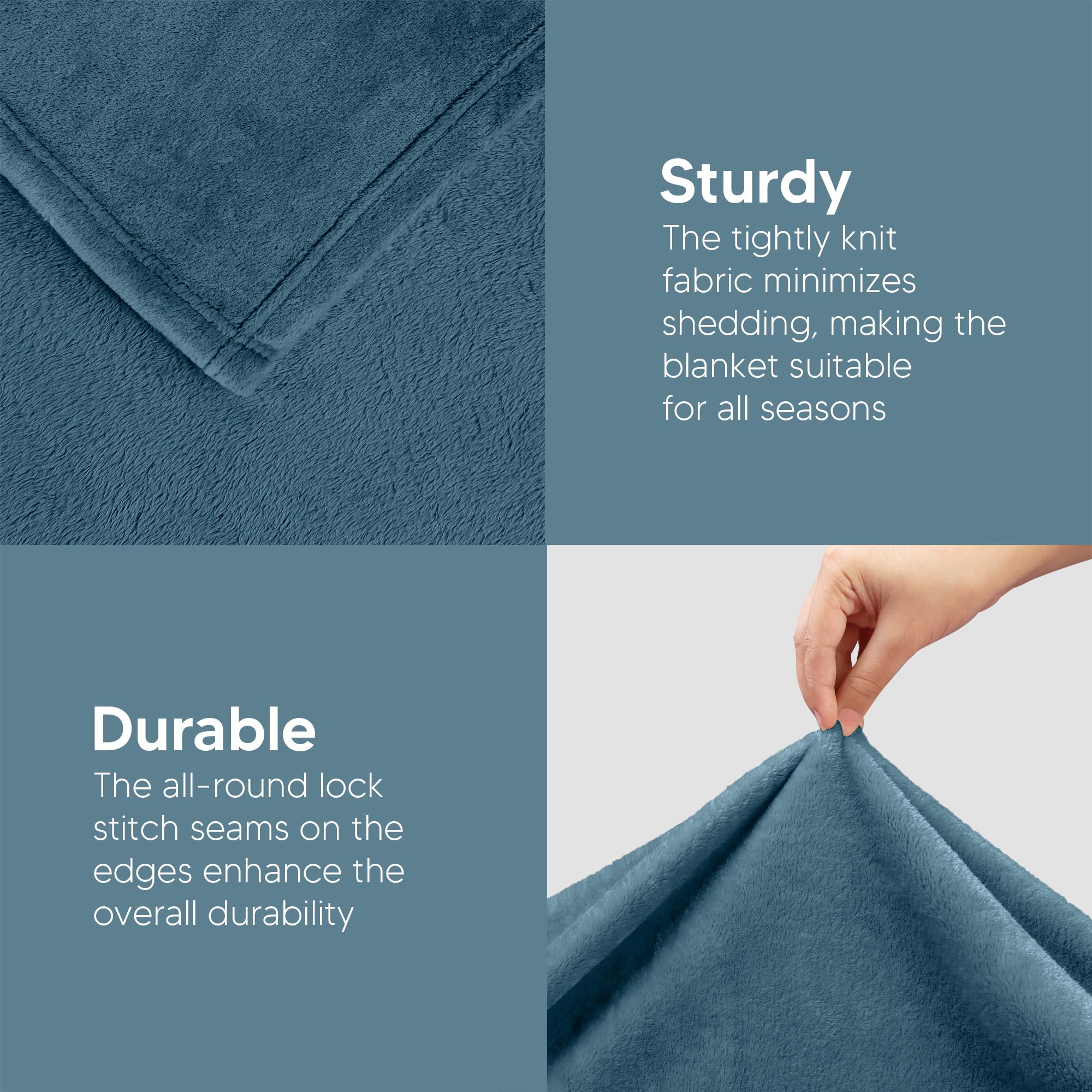 Utopia Bedding fleece blanket stone blue travel-friendly blanket, lightweight warmth