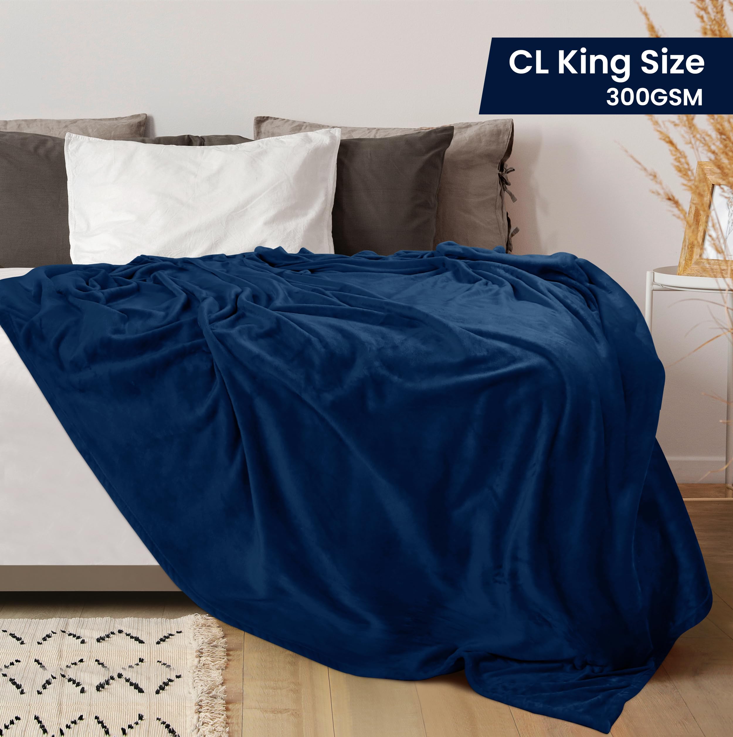 Utopia Bedding fleece blanket Navy close-up shows plush microfiber texture