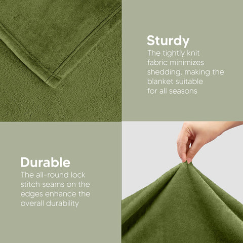 Utopia Bedding olive fleece blanket ideal for camping or travel warmth