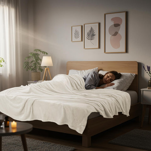 Utopia Bedding fleece blanket queen in a dorm room setup for study comfort.