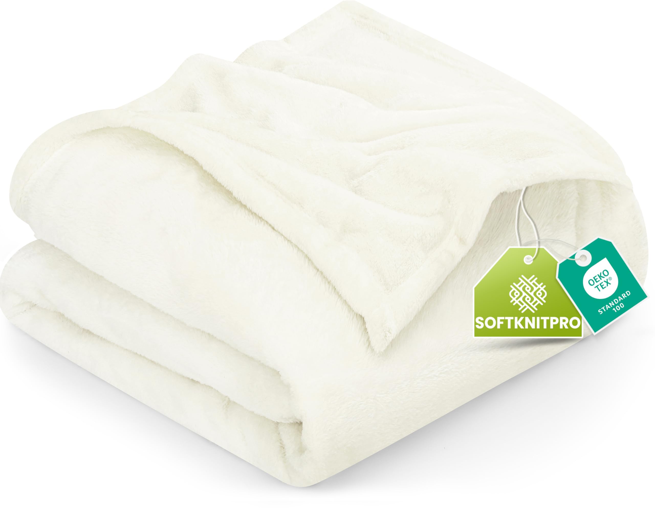 Utopia Bedding fleece blanket on bed in ivory adds luxurious warmth and style.