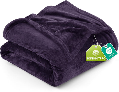 Utopia Bedding fleece blanket queen-size purple folded for a cozy bedroom accent