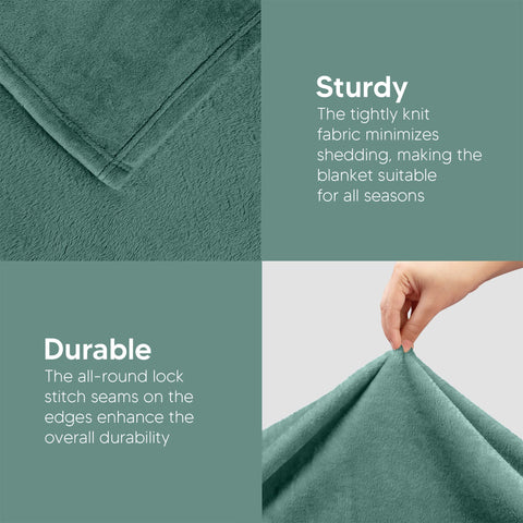 Utopia Bedding fleece blanket with reinforced stitching shown for durability.