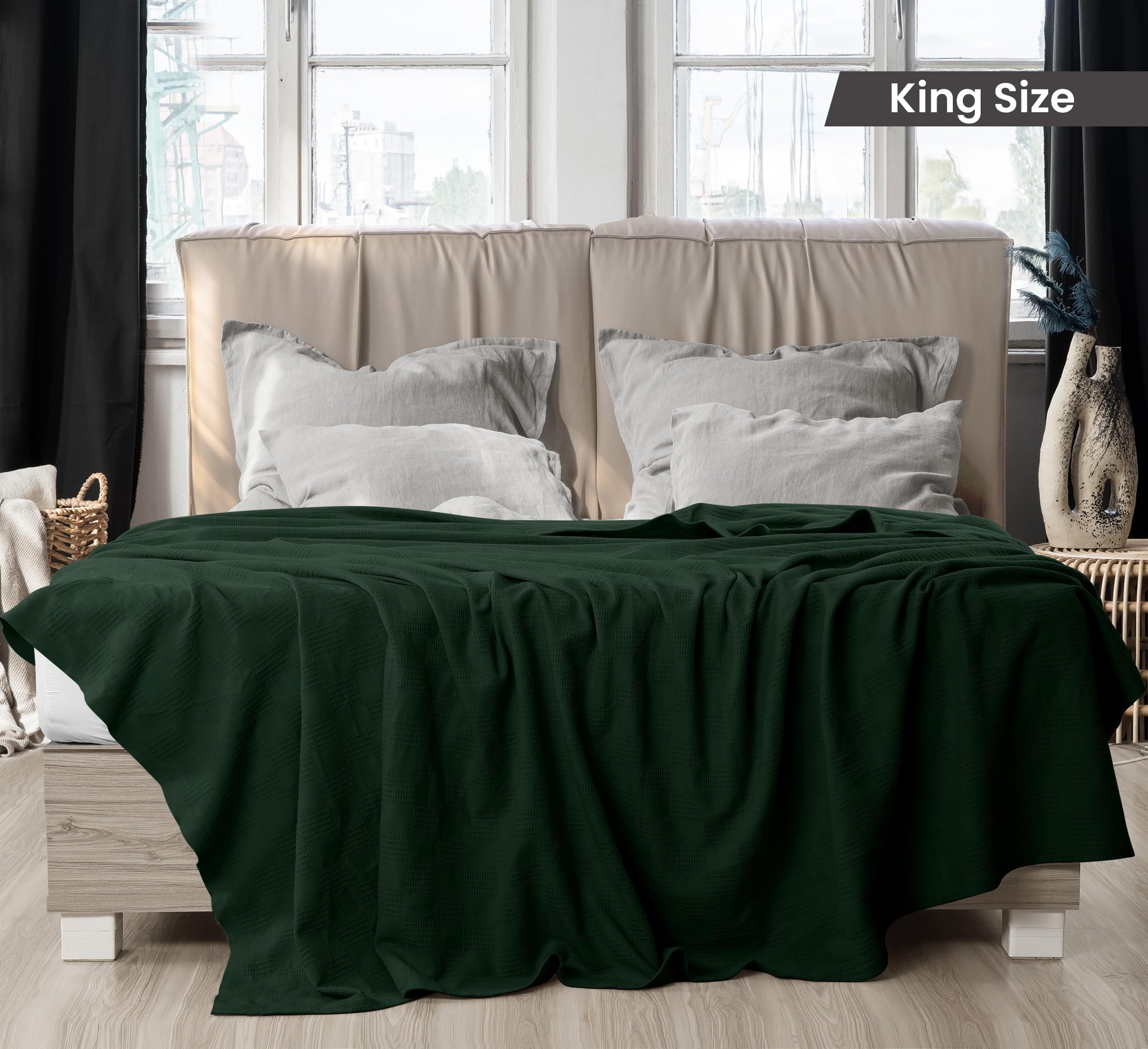 Utopia Bedding forest green blanket on bed for year-round comfort