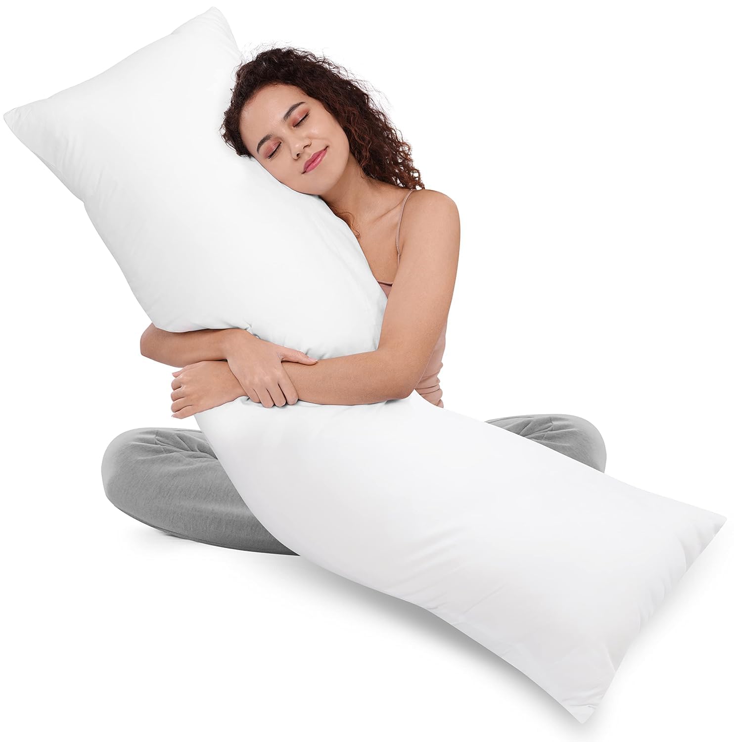 Utopia Bedding full body pillow plush fill close-up for loftiness.