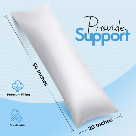Utopia Bedding full body pillow supports side sleeping with contouring.