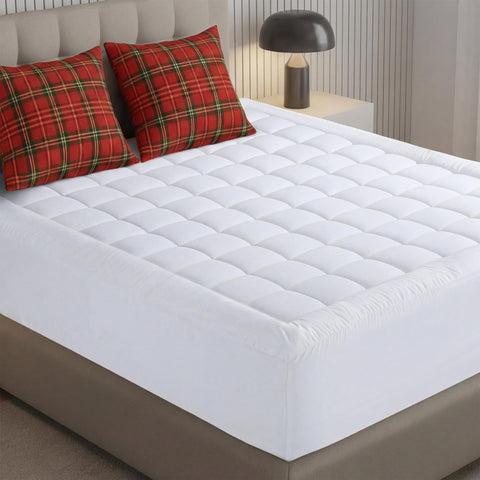 Utopia Bedding full mattress pad topper front view adds extra cushion for comfort
