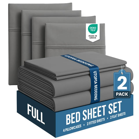 Utopia Bedding full sheet set flat sheet view, ready for full-size beds.