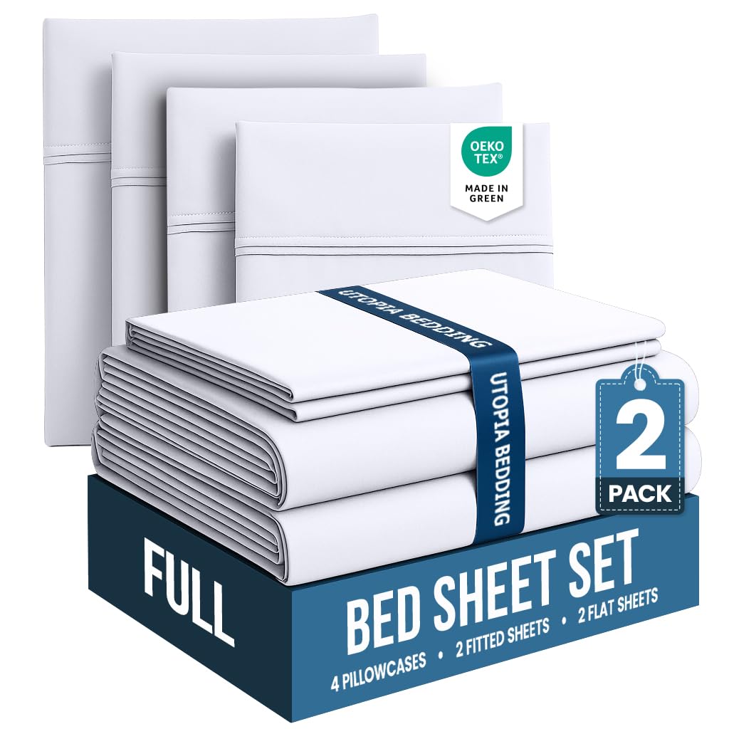 Utopia Bedding full sheet set on bed for a crisp, neat look