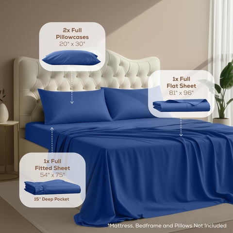 Utopia Bedding full-size fitted sheet royal blue, deep pocket for secure fit.