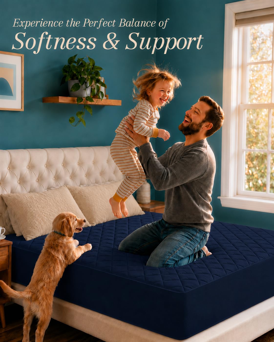 Utopia Bedding full size mattress pad measures 54 by 75 inches up to 16 inches
