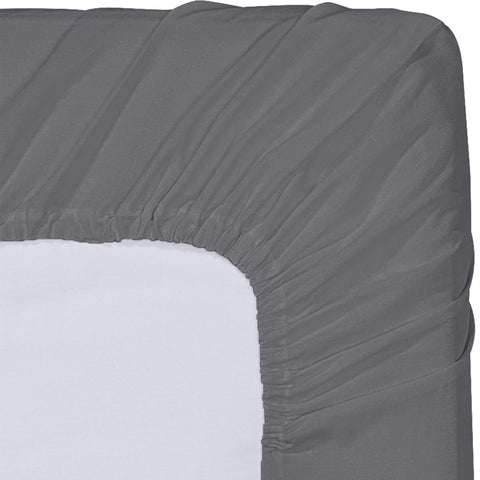 Grey Utopia Bedding sheet on bed adds versatile, timeless style