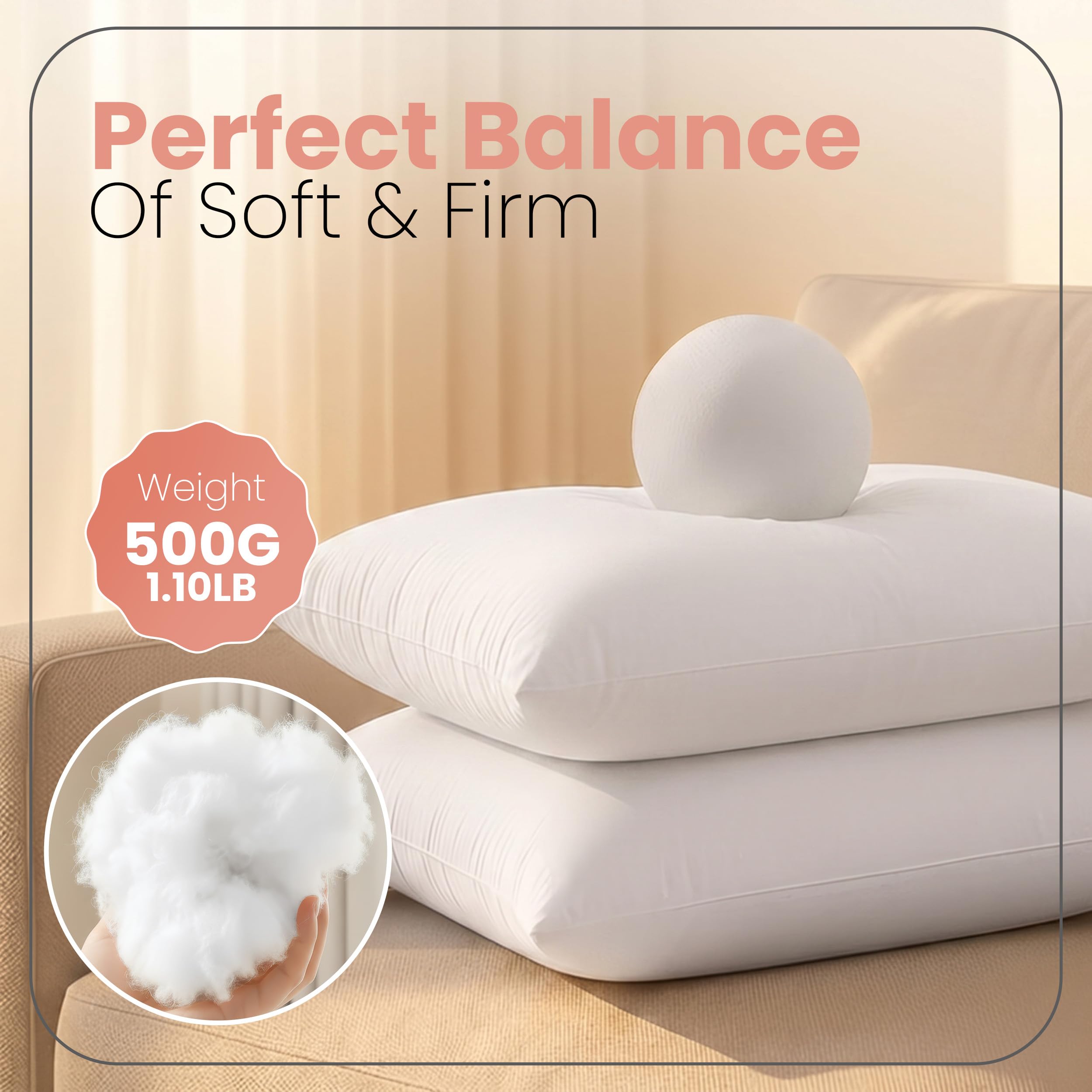 Utopia Bedding high-rebound pillow insert maintains shape for everyday cushions.