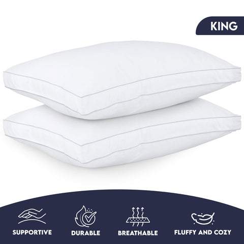 Utopia Bedding hotel-style pillow enhances neck support and aesthetics.