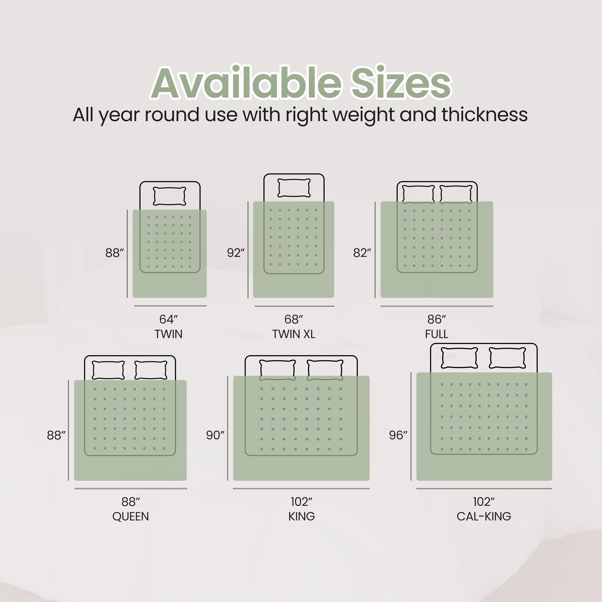Utopia Bedding sage green duvet insert shown with easy-care features