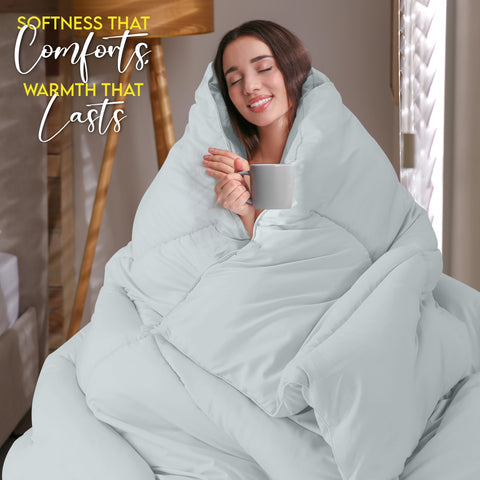Utopia Bedding king comforter insert soft-fill delivers lightweight warmth for all seasons.