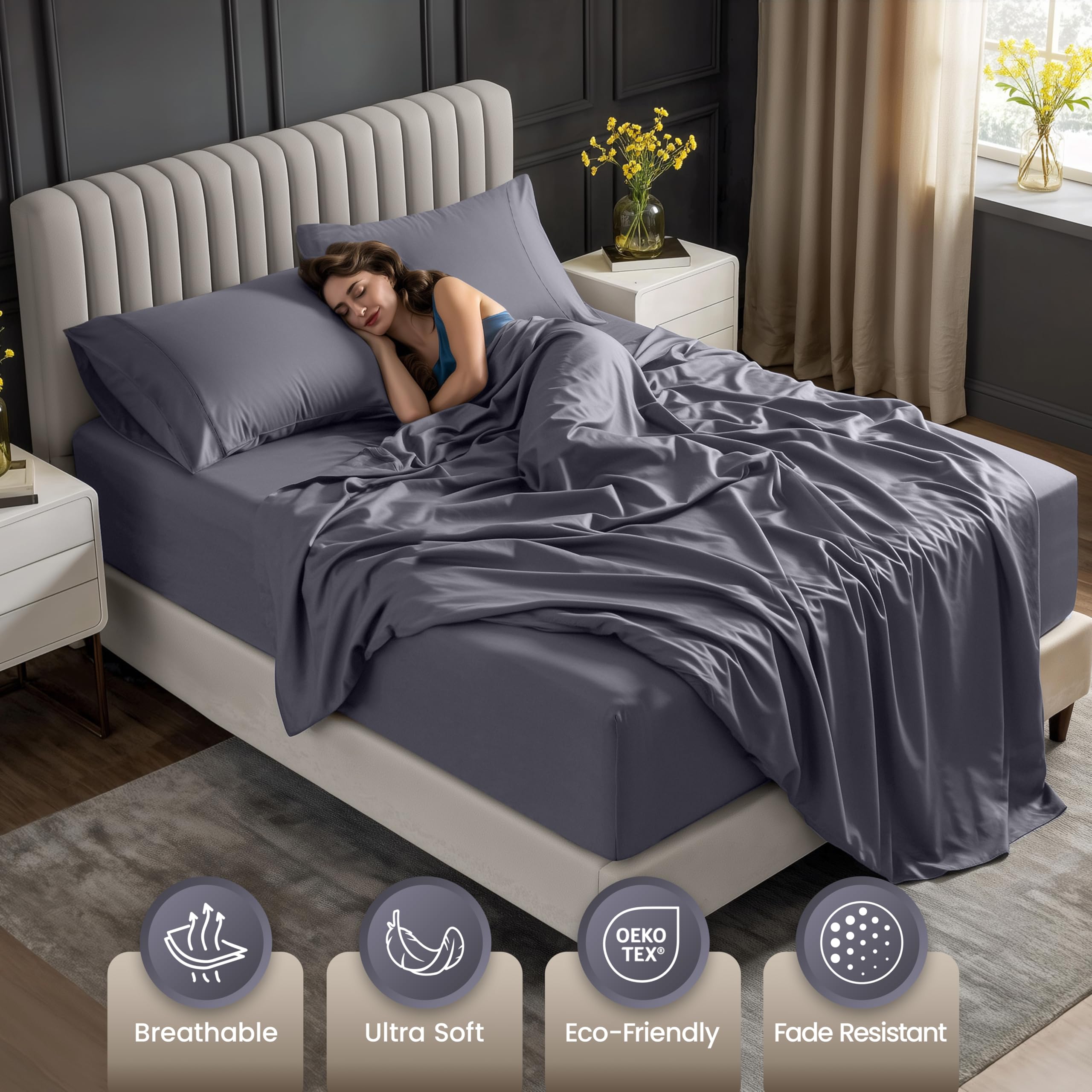 Utopia Bedding king extra deep pocket sheet with full elastic keeps sheets in place.