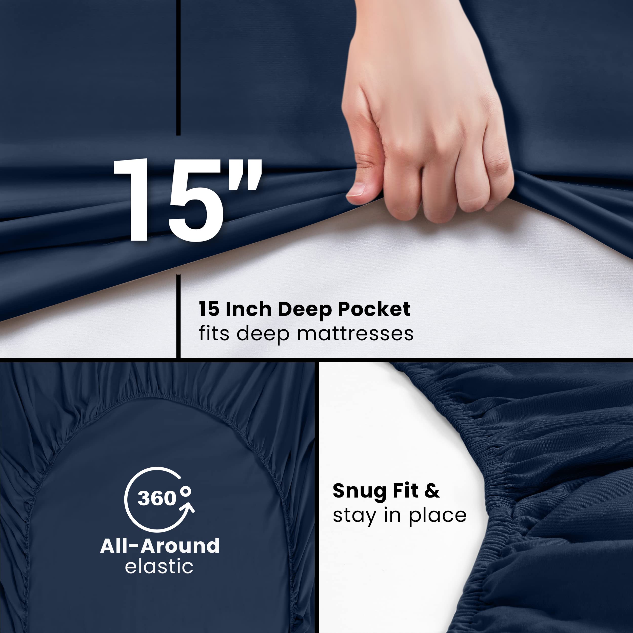Utopia Bedding navy king fitted sheet offers durable, classic bedding look.