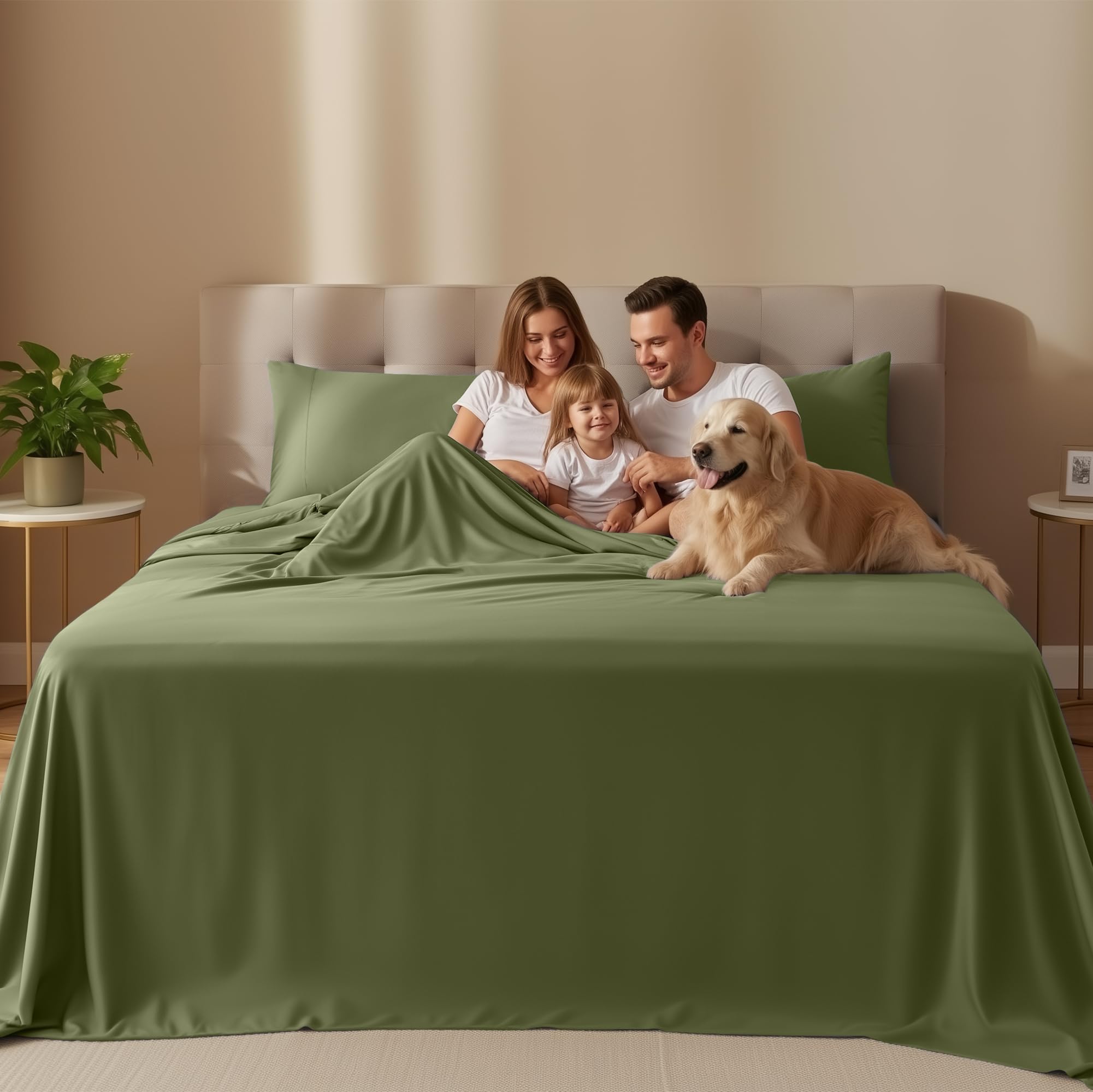 Utopia Bedding king fitted sheet in olive with all around elastic for secure fit