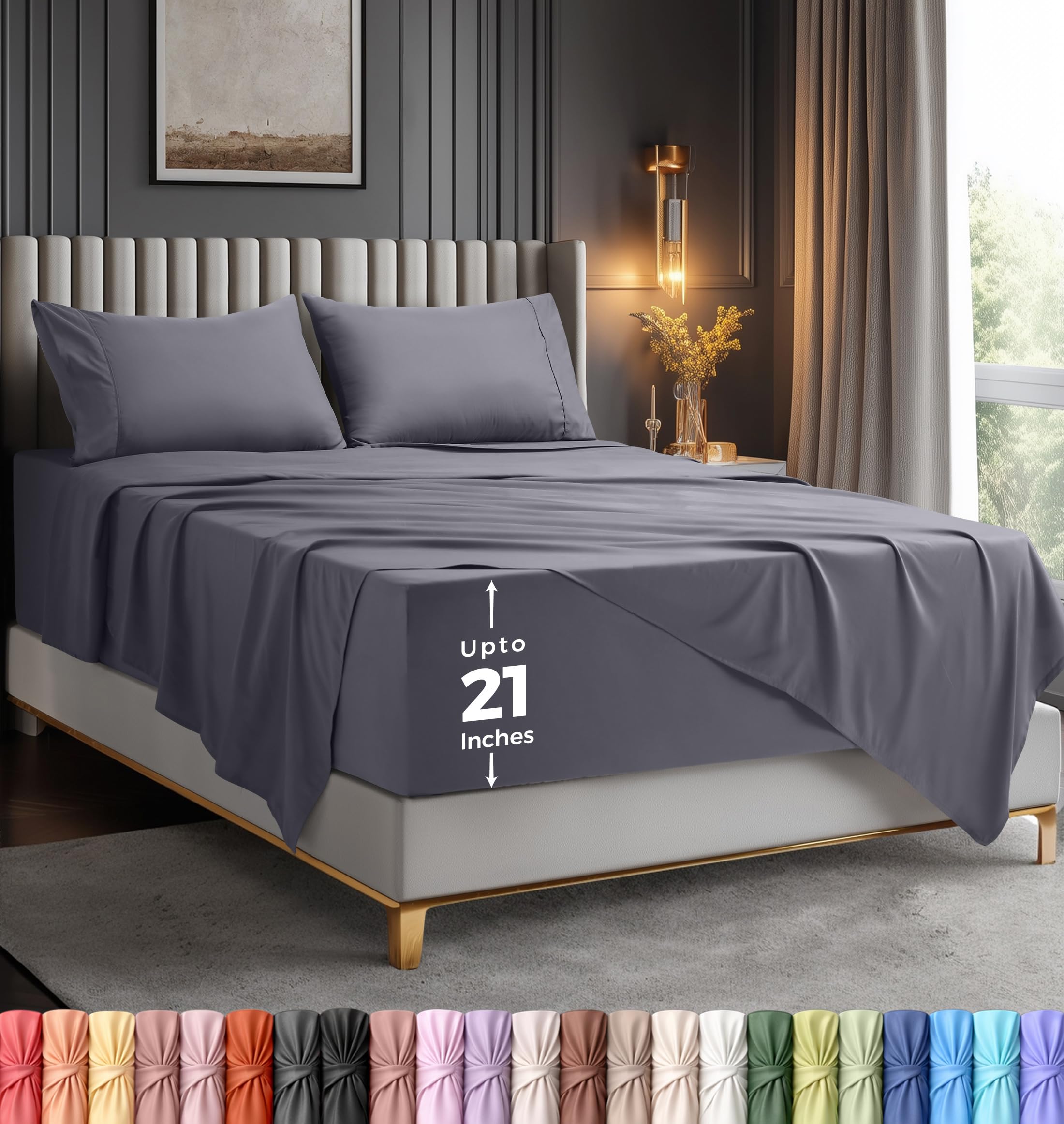 Utopia Bedding king flat sheet 105 by 102 inches provides a roomy, smooth top layer.