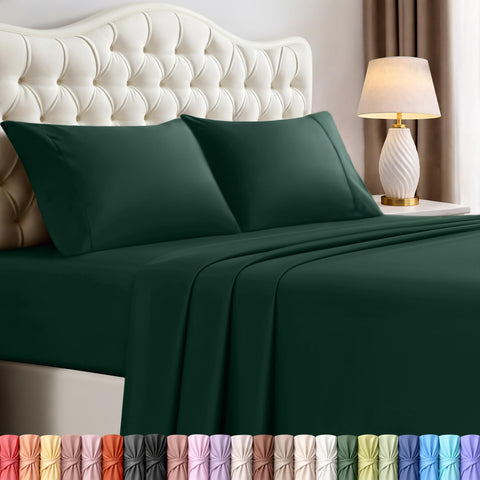 Utopia Bedding king flat sheet in emerald green, soft and breathable for night-long comfort.