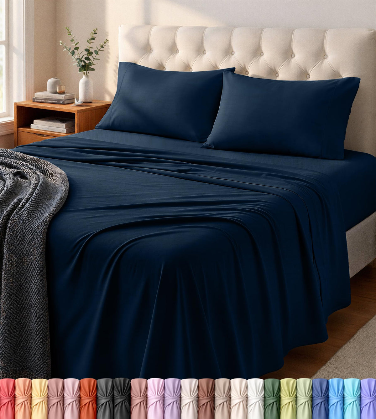 Utopia Bedding king jersey-knit fitted sheet showing soft stretch and a snug fit