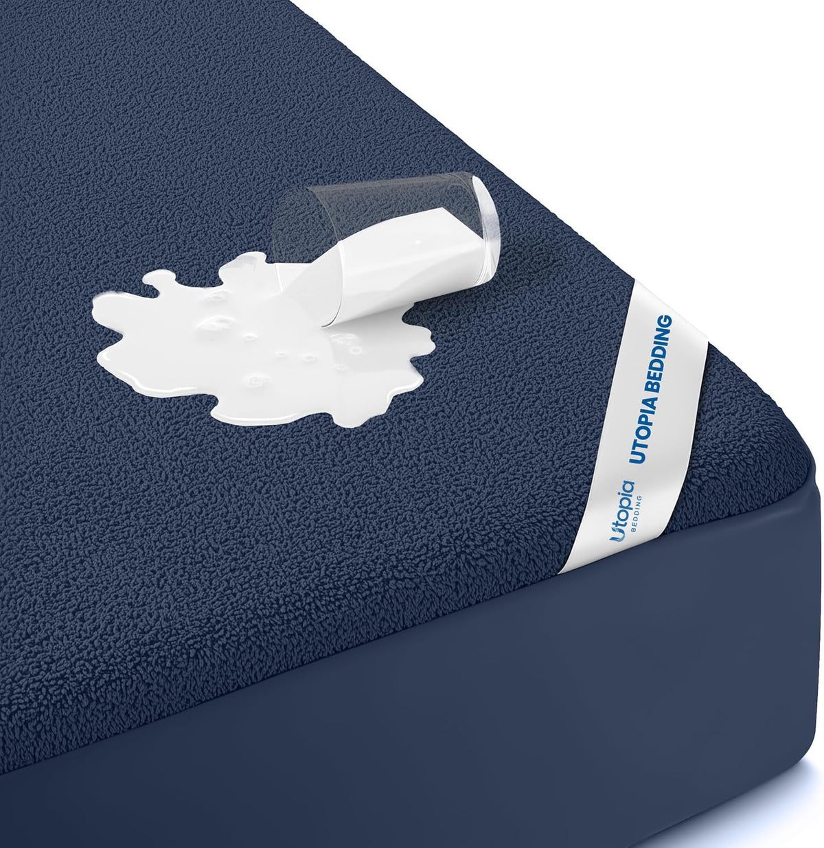Utopia Bedding king mattress protector full coverage on a king bed for dry, clean sleep.