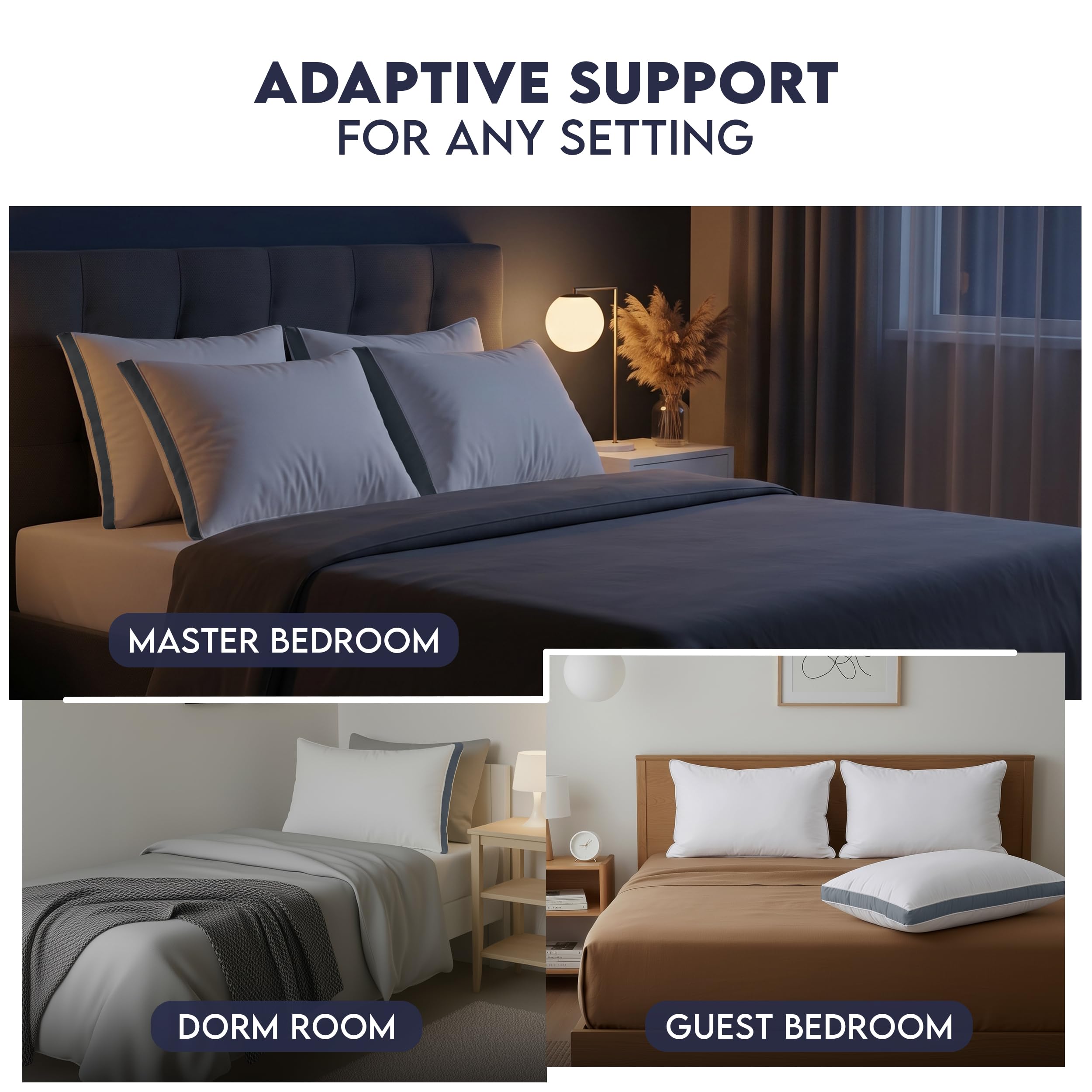 Set of 2 pillows suits guest rooms, dorms, or main bed