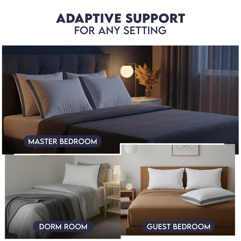 Set of 2 pillows suits guest rooms, dorms, or main bed