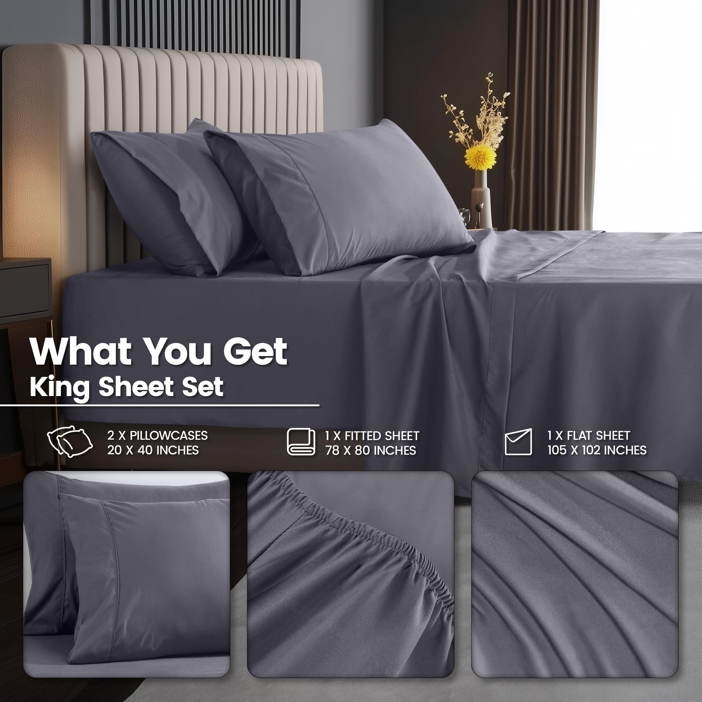 Utopia Bedding king pillowcases 20 by 40 inches offer soft, breathable comfort.