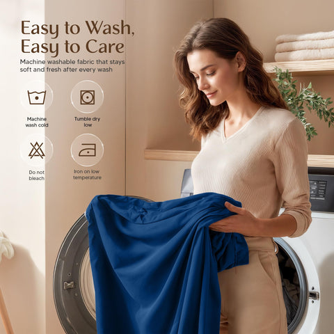 Utopia Bedding care instructions image showing easy machine washing.