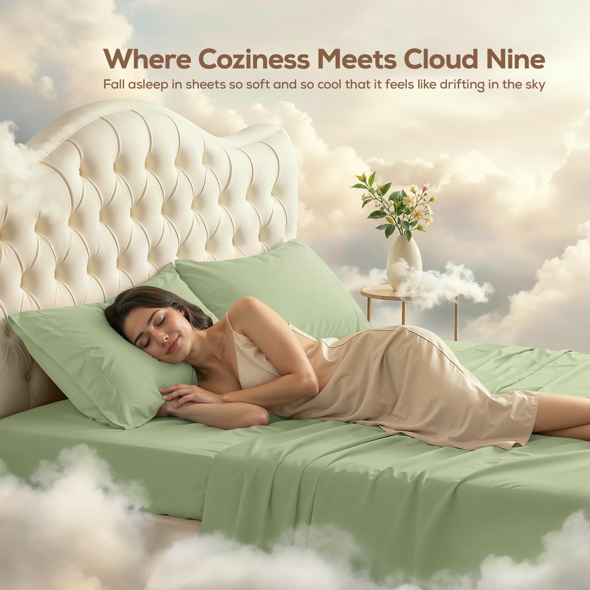 Utopia Bedding king sheet set fabric close-up shows brushed microfiber texture.
