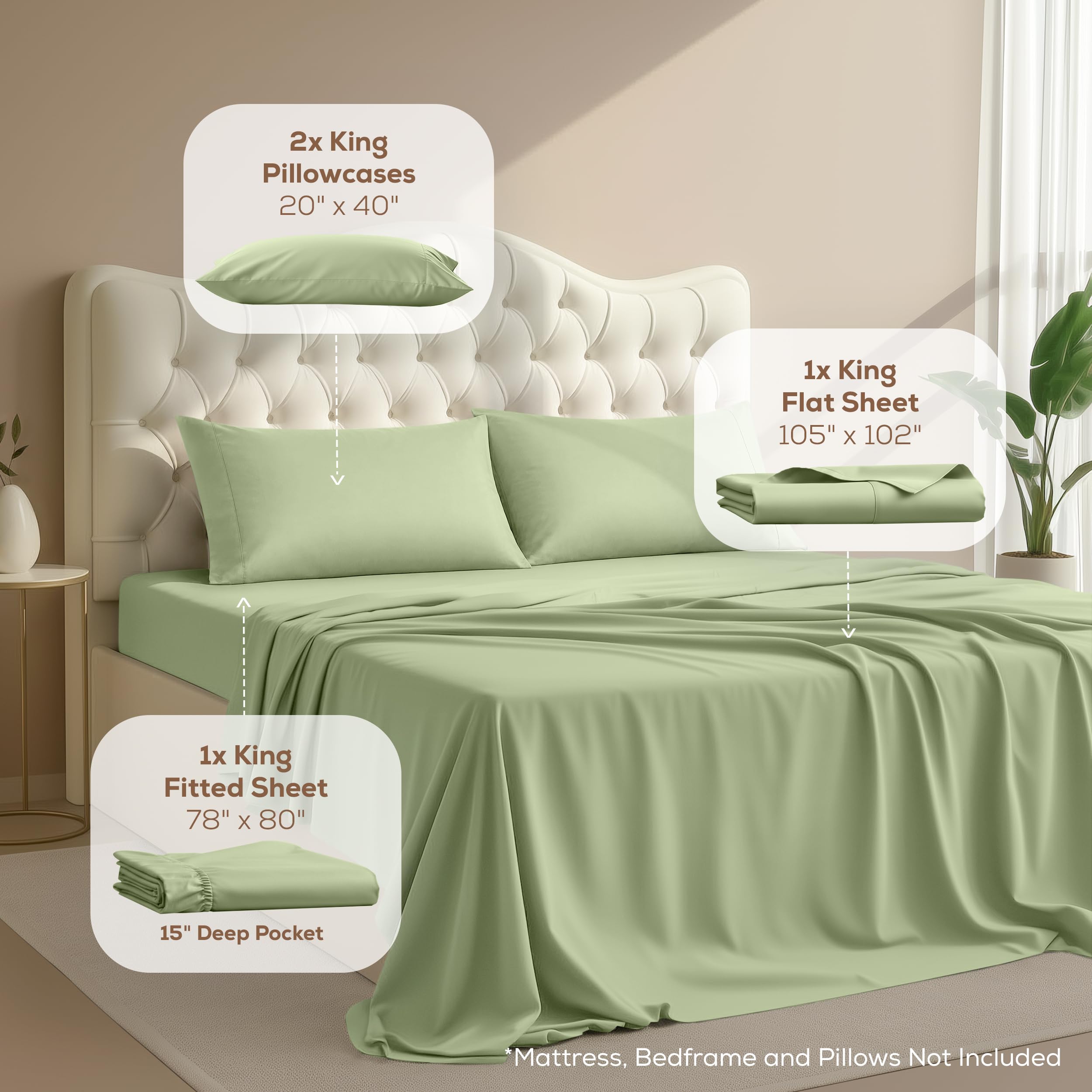 Utopia Bedding king sheet set fitted sheet close-up with secure elastic for snug fit.