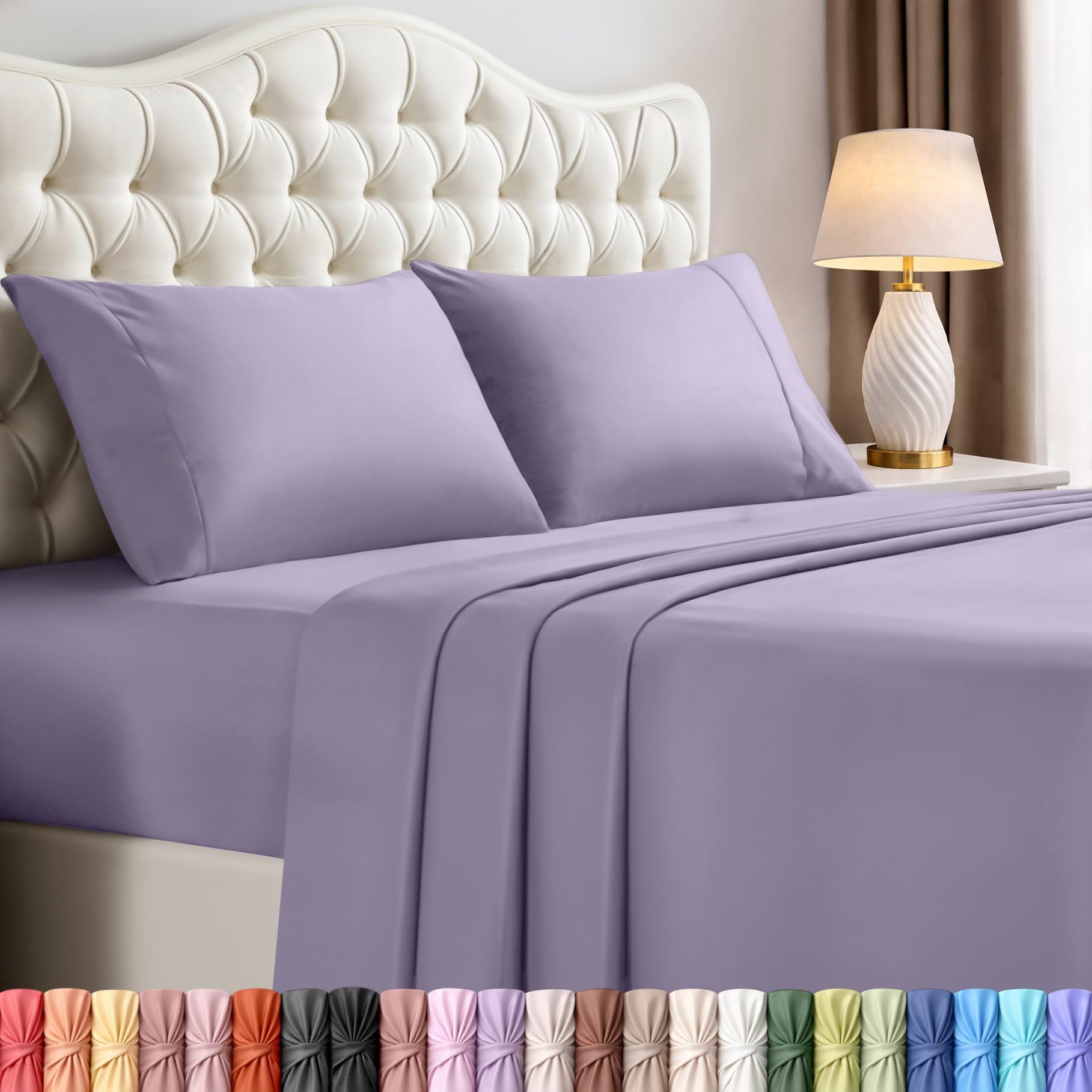 Utopia Bedding king sheet set flat sheet in lavender for cooling comfort