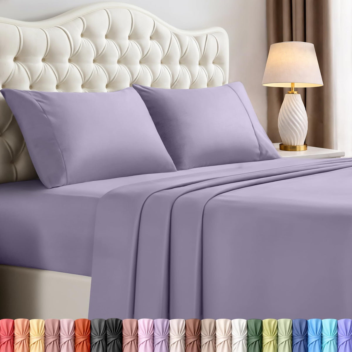 Utopia Bedding king sheet set flat sheet in lavender for cooling comfort