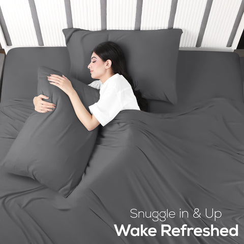 Utopia Bedding king bed scene showing cozy, breathable jersey-knit sheets