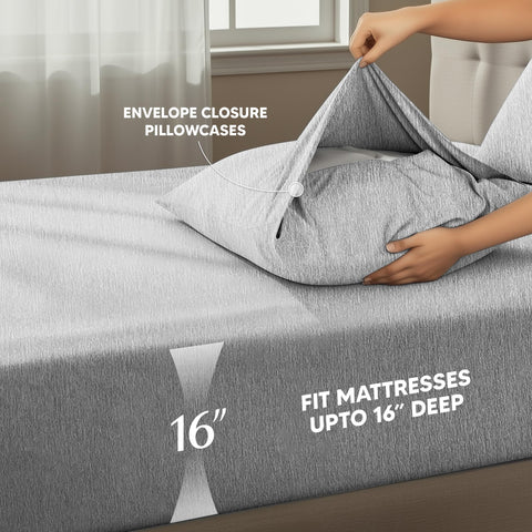 Utopia Bedding king sheet set on bed shows cohesive color and durable microfiber.