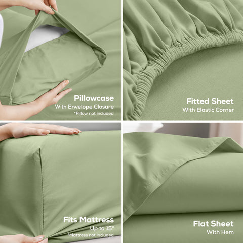 Utopia Bedding king sheet set pillowcases pair, smooth surface for restful sleep.