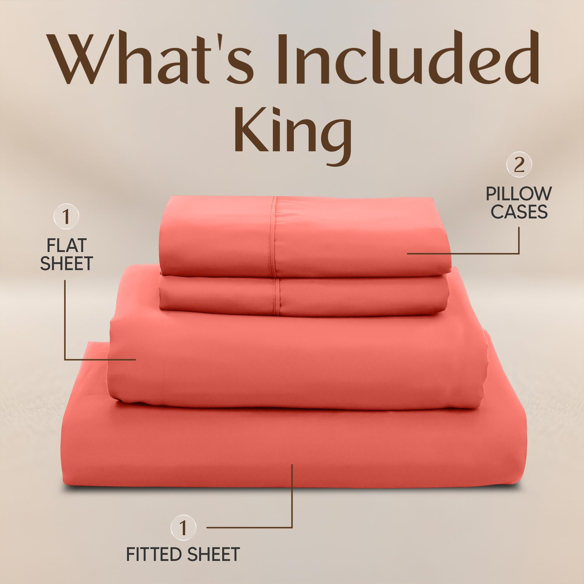 Utopia Bedding king-size pillowcases coral, soft-touch against skin for smooth sleep